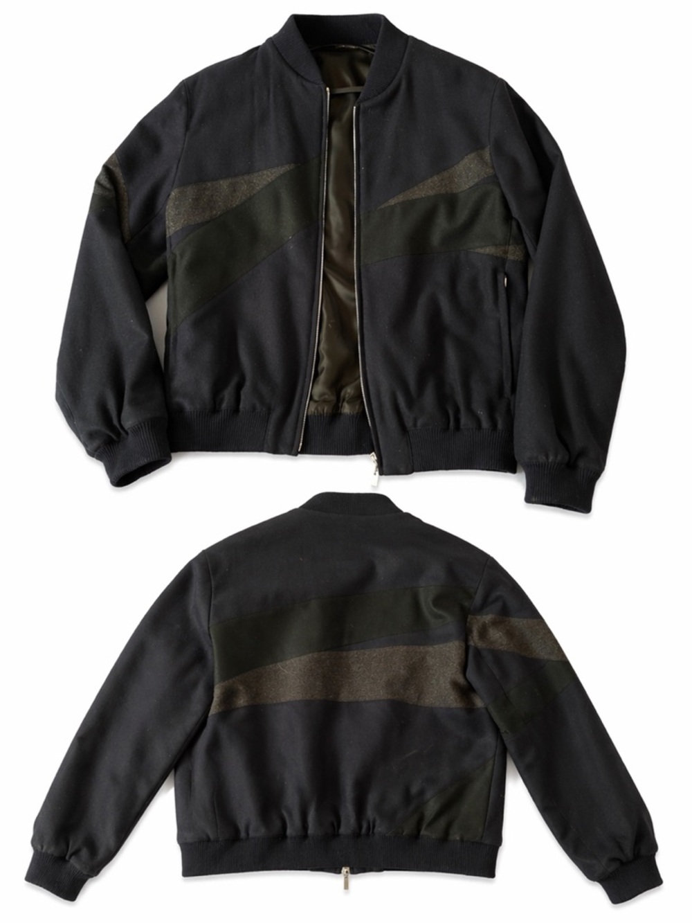 Hermes Black Bomber Jacket with Olive Panels